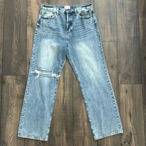 Pistola Cassie Distressed High-Rise Straight-Leg Jean